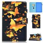 For Samsung Galaxy Tab A7 Lite 8.7 inch (2021) SM-T220 / T225 Colored Drawing Stitching Horizontal Flip Leather Case, with Holder & Card Slots(Golden Butterfly)