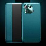 For Xiaomi Mi 11 Pro Magnetic Side Window View Shockproof Horizontal Flip Leather Case(Green)