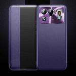 For Xiaomi Mi 11 Ultra Magnetic Side Window View Shockproof Horizontal Flip Leather Case(Purple)