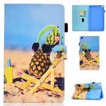 For Samsung Galaxy Tab A7 Lite 8.7 inch (2021) SM-T220 / T225 Colored Drawing Stitching Horizontal Flip Leather Case, with Holder & Card Slots(Pineapple)