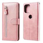 For Motorola Moto G100 / Edge S Fashion Calf Texture Zipper Horizontal Flip Leather Case with Stand & Card Slots & Wallet(Rose Gold)