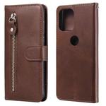 For Motorola Moto G100 / Edge S Fashion Calf Texture Zipper Horizontal Flip Leather Case with Stand & Card Slots & Wallet(Brown)