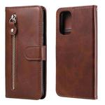 For OPPO Reno5 / Find X3 Lite Fashion Calf Texture Zipper Horizontal Flip Leather Case with Stand & Card Slots & Wallet(Brown)