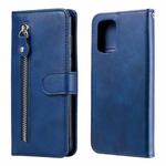 For Xiaomi Redmi Note 10 4G / Note 10S Fashion Calf Texture Zipper Horizontal Flip Leather Case with Stand & Card Slots & Wallet(Blue)