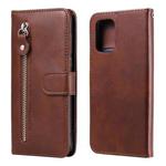 For Xiaomi Redmi Note 10 4G / Note 10S Fashion Calf Texture Zipper Horizontal Flip Leather Case with Stand & Card Slots & Wallet(Brown)