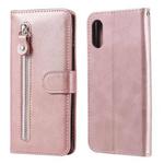 For Samsung Galaxy A02 / M02 (EU Version) Fashion Calf Texture Zipper Horizontal Flip Leather Case with Stand & Card Slots & Wallet(Rose Gold)