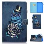 For Samsung Galaxy Tab A7 Lite 8.7 inch (2021) SM-T220 / T225 Colored Drawing Stitching Horizontal Flip Leather Case with Holder & Card Slots(Owl)