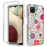 For Samsung Galaxy A12 2 in 1 High Transparent Painted Shockproof PC + TPU Protective Case(Small Floral)