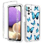 For Samsung Galaxy A32 5G 2 in 1 High Transparent Painted Shockproof PC + TPU Protective Case(Blue Butterfly)