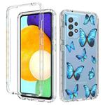 For Samsung Galaxy A52 5G / 4G 2 in 1 High Transparent Painted Shockproof PC + TPU Protective Case(Blue Butterfly)