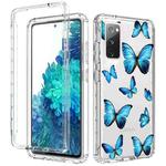 For Samsung Galaxy S20 FE 2 in 1 High Transparent Painted Shockproof PC + TPU Protective Case(Blue Butterfly)