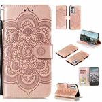 For Motorola Moto G Power (2021) Mandala Embossing Pattern Horizontal Flip PU Leather Case with Holder & Card Slots & Wallet & Lanyard(Rose Gold)