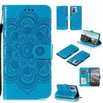 For Motorola Moto G Power (2021) Mandala Embossing Pattern Horizontal Flip PU Leather Case with Holder & Card Slots & Wallet & Lanyard(Blue)