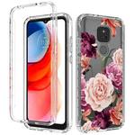 For Motorola Moto G Play (2021) 2 in 1 High Transparent Painted Shockproof PC + TPU Protective Case(Big Peony)