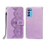 For OPPO Find X3 Lite / Reno5 5G Flower Vine Embossing Pattern Horizontal Flip Leather Case with Card Slot & Holder & Wallet & Lanyard(Purple)