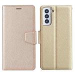 For Samsung Galaxy S21 Ultra 5G Silk Texture Horizontal Flip Leather Case with Holder & Card Slots & Wallet & Photo Frame(Gold)