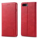 For iPhone 7 Plus / 8 Plus AZNS Retro Texture Magnetic Horizontal Flip PU Leather Case with Holder & Card Slots & Photo Frame(Red)