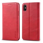 For iPhone X / XS AZNS Retro Texture Magnetic Horizontal Flip PU Leather Case with Holder & Card Slots & Photo Frame(Red)