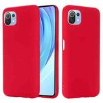 For Xiaomi Mi 11 Lite Solid Color Liquid Silicone Dropproof Full Coverage Protective Case(Red)