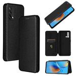 For OPPO F19 / A74 4G Carbon Fiber Texture Horizontal Flip TPU + PC + PU Leather Case with Card Slot(Black)