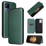 For vivo iQOO 7 5G Carbon Fiber Texture Horizontal Flip TPU + PC + PU Leather Case with Card Slot(Green)