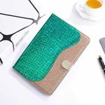 Laser Glitter Stitching Crocodile Texture Horizontal Flip Leather Case with Storage Grid & Holder For iPad Air (2020) (Green)