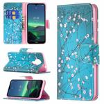 For Nokia 1.4 Colored Drawing Pattern Horizontal Flip Leather Case with Holder & Card Slots & Wallet(Plum Blossom)