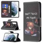 For Samsung Galaxy S21 FE Colored Drawing Pattern Horizontal Flip Leather Case with Holder & Card Slots & Wallet(Bear)