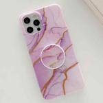For iPhone 12 mini Golden Powder Dream Color Marble Pattern TPU Protective Case with Foldable Stand (Purple)