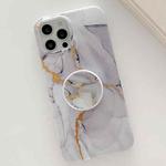 For iPhone 12 mini Golden Powder Dream Color Marble Pattern TPU Protective Case with Foldable Stand (Grey)