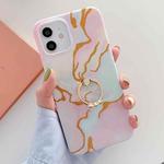 Golden Powder Dream Color Marble Pattern TPU Protective Case with Ring Stand For iPhone 11 Pro(Colorful)