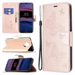 For Nokia G20 / G10 Embossing Two Butterflies Pattern Horizontal Flip PU Leather Case with Holder & Card Slot & Wallet & Lanyard(Rose Gold)