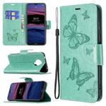 For Nokia G20 / G10 Embossing Two Butterflies Pattern Horizontal Flip PU Leather Case with Holder & Card Slot & Wallet & Lanyard(Green)