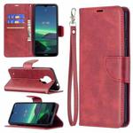 For Nokia 1.4 Retro Lambskin Texture Pure Color Horizontal Flip PU Leather Case with Holder & Card Slots & Wallet & Lanyard(Red)