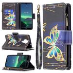 For Nokia 1.4 Colored Drawing Pattern Zipper Horizontal Flip Leather Case with Holder & Card Slots & Wallet(Big Butterfly)