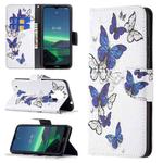 For Nokia 1.4 Colored Drawing Pattern Horizontal Flip Leather Case with Holder & Card Slots & Wallet(Blue Butterflies)