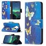 For Nokia 1.4 Colored Drawing Pattern Horizontal Flip Leather Case with Holder & Card Slots & Wallet(Gold Butterfly)