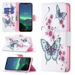 For Nokia 1.4 Colored Drawing Pattern Horizontal Flip Leather Case with Holder & Card Slots & Wallet(Peach Blossom Butterfly)