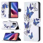 For Xiaomi Mi 11i / Poco F3 / Redmi K40 Colored Drawing Pattern Horizontal Flip Leather Case with Holder & Card Slots & Wallet(Blue Butterflies)