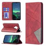 For Nokia 1.4 Rhombus Texture Horizontal Flip Magnetic Leather Case with Holder & Card Slots & Wallet(Red)