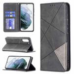 For Samsung Galaxy S21 FE Rhombus Texture Horizontal Flip Magnetic Leather Case with Holder & Card Slots & Wallet(Black)
