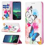 For Nokia 1.4 Colored Drawing Pattern Invisible Magnetic Horizontal Flip PU Leather Case with Holder & Card Slots & Wallet(Two Butterflies)