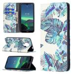 For Nokia 1.4 Colored Drawing Pattern Invisible Magnetic Horizontal Flip PU Leather Case with Holder & Card Slots & Wallet(Blue Leaf)