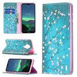 For Nokia 1.4 Colored Drawing Pattern Invisible Magnetic Horizontal Flip PU Leather Case with Holder & Card Slots & Wallet(Plum Blossom)