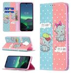 For Nokia 1.4 Colored Drawing Pattern Invisible Magnetic Horizontal Flip PU Leather Case with Holder & Card Slots & Wallet(Elephant)