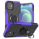 For iPhone 12 mini Machine Armor Bear Shockproof PC + TPU Protective Case with Ring Holder (Purple)