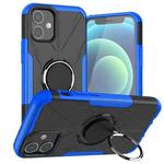 For iPhone 12 mini Machine Armor Bear Shockproof PC + TPU Protective Case with Ring Holder (Blue)