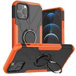 For iPhone 12 / 12 Pro Machine Armor Bear Shockproof PC + TPU Protective Case with Ring Holder(Orange)
