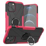 For iPhone 12 Pro Max Machine Armor Bear Shockproof PC + TPU Protective Case with Ring Holder(Rose Red)