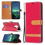 For Nokia 1.4 Color Matching Denim Texture Horizontal Flip Leather Case with Holder & Card Slots & Wallet & Lanyard(Red)